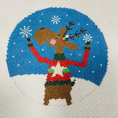 Snow Fun Reindeer Ornament Needlepoint Canvas