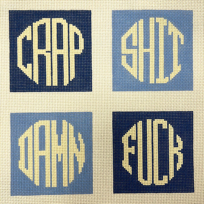 Coastal Blues Dirty Four Letter Word Coasters Needlepoint Canvases