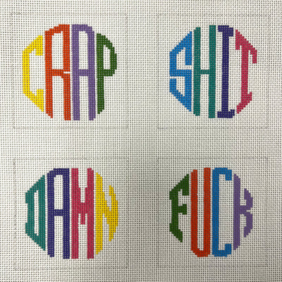 Rainbow Four Letter Word Coasters Needlepoint Canvases
