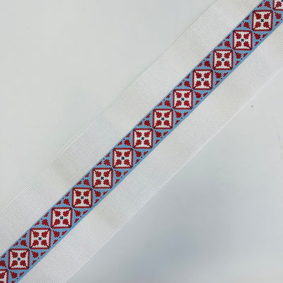 Red, White & Blue Geometric Belt Needlepoint Canvas