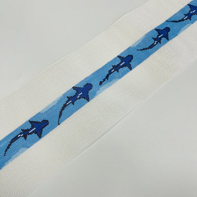 Swimming Sharks Belt Needlepoint Canvas