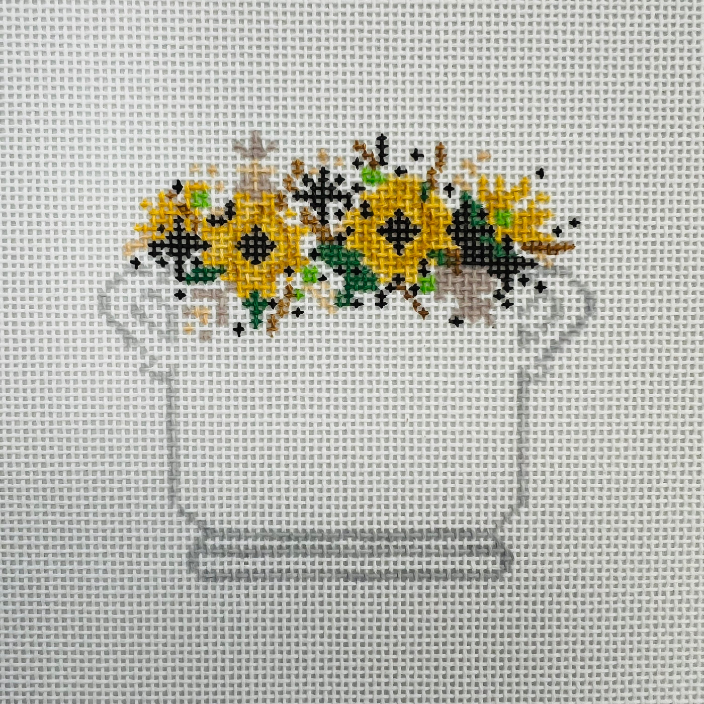 Autumn Floral Arrangement Needlepoint Canvas - Floral Arrangement Collection with stitch guide