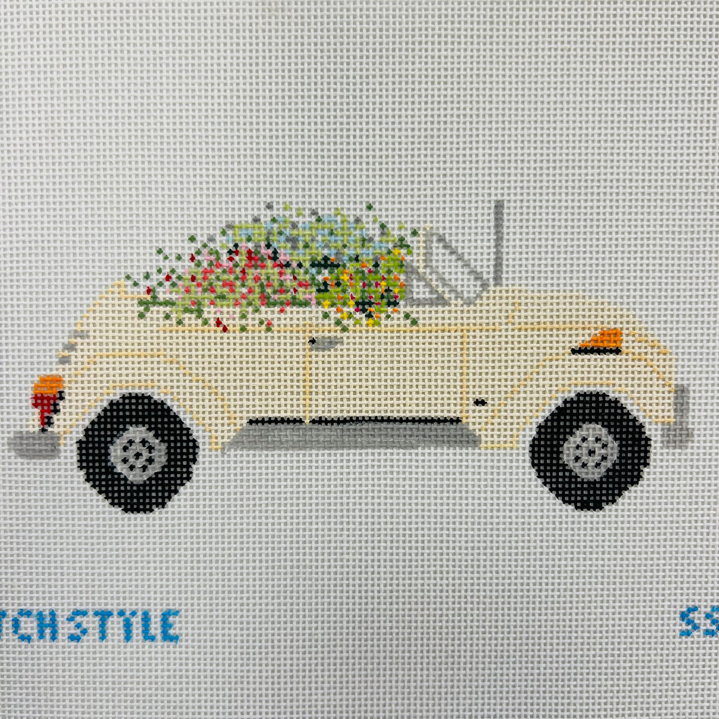 Volkswagen with Flowers - Car with Flower Collection with stitch guide