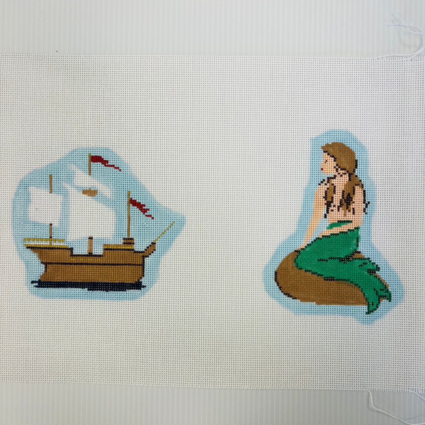 Fairy Tales and Fables: Little Mermaid and Ship Needlepoint Canvas - Fairy Tales and Fables Collection with stitch guide
