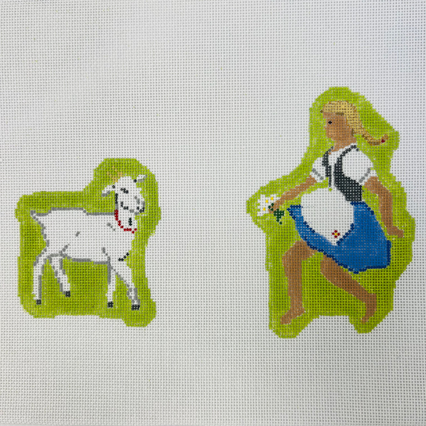 Fairy Tales and Fables: Heidi and Mountain Goat Needlepoint Canvas - Fairy Tales and Fables Collection with stitch guide