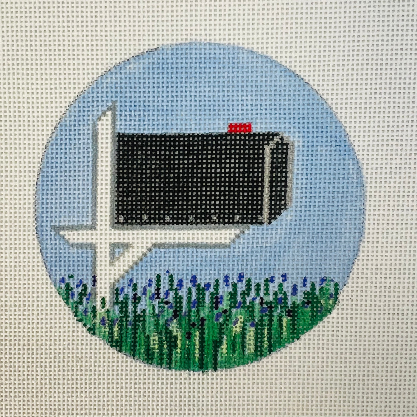 Mailbox Round Needlepoint Canvases - Lavender with stitch guide