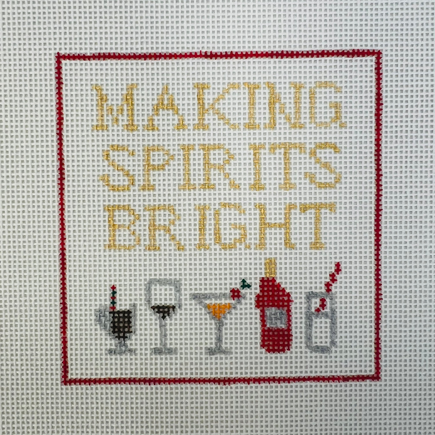Making Spirits Bright Needlepoint Canvas with stitch guide