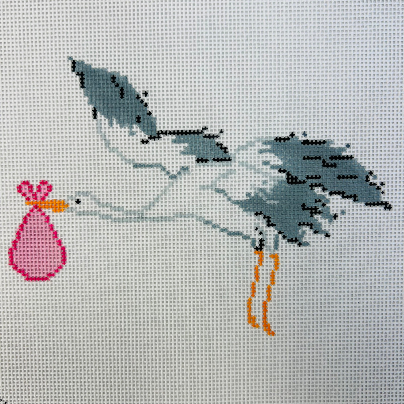 Stork Needlepoint Canvases - Pink with stitch guide