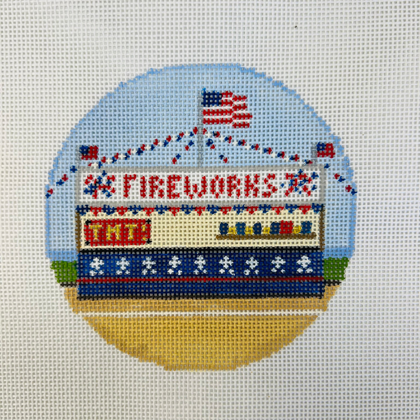 Firework Stand Needlepoint Canvas with stitch guide