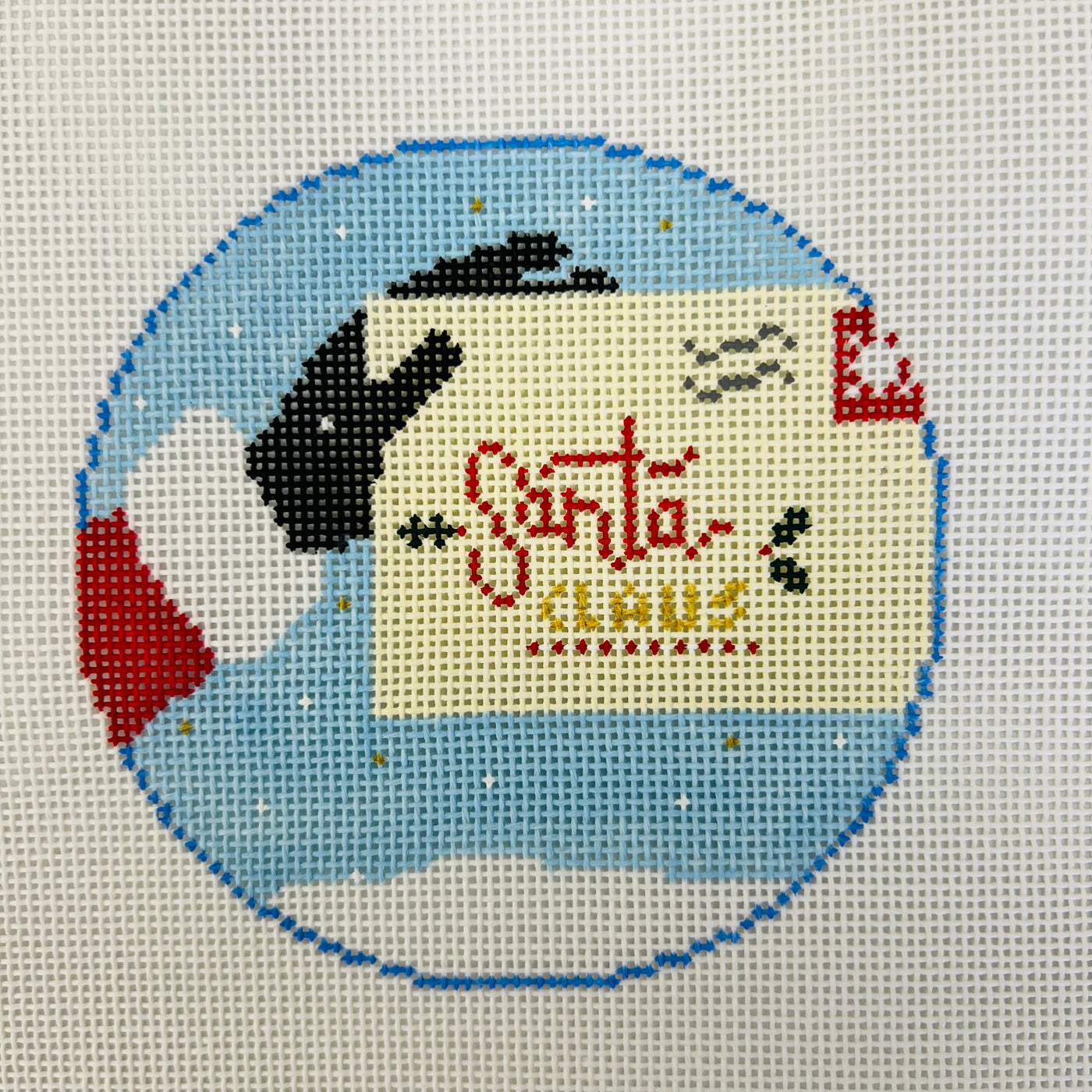 Santa and Letter Needlepoint Canvas with stitch guide