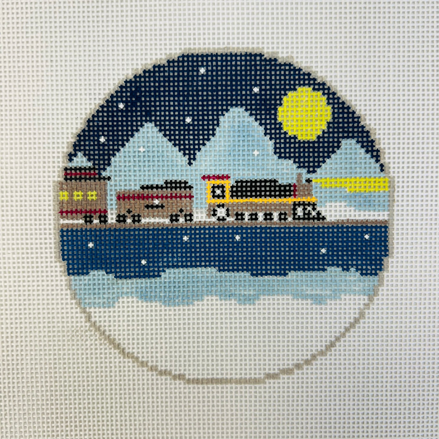 Christmas Train Needlepoint Canvas with stitch guide