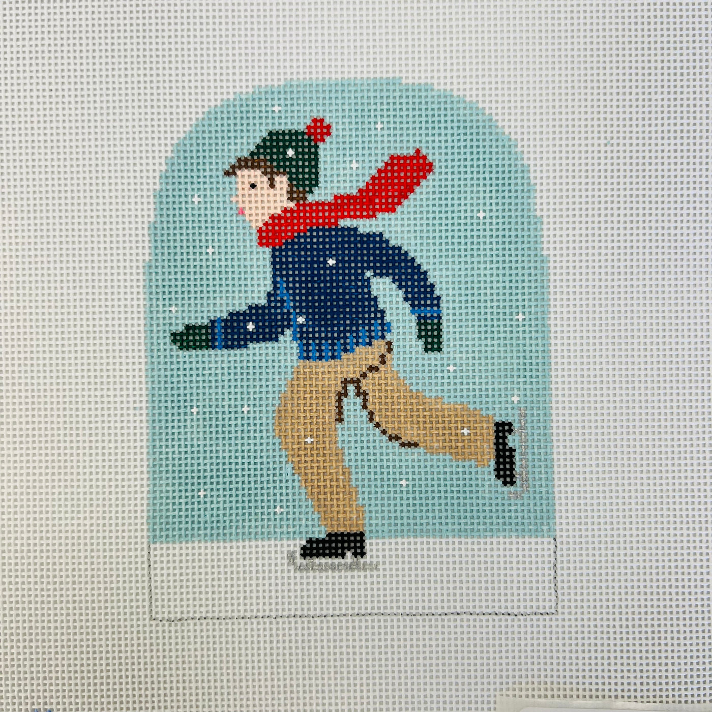 Winter Village- Boy Ice Skating with stitch guide