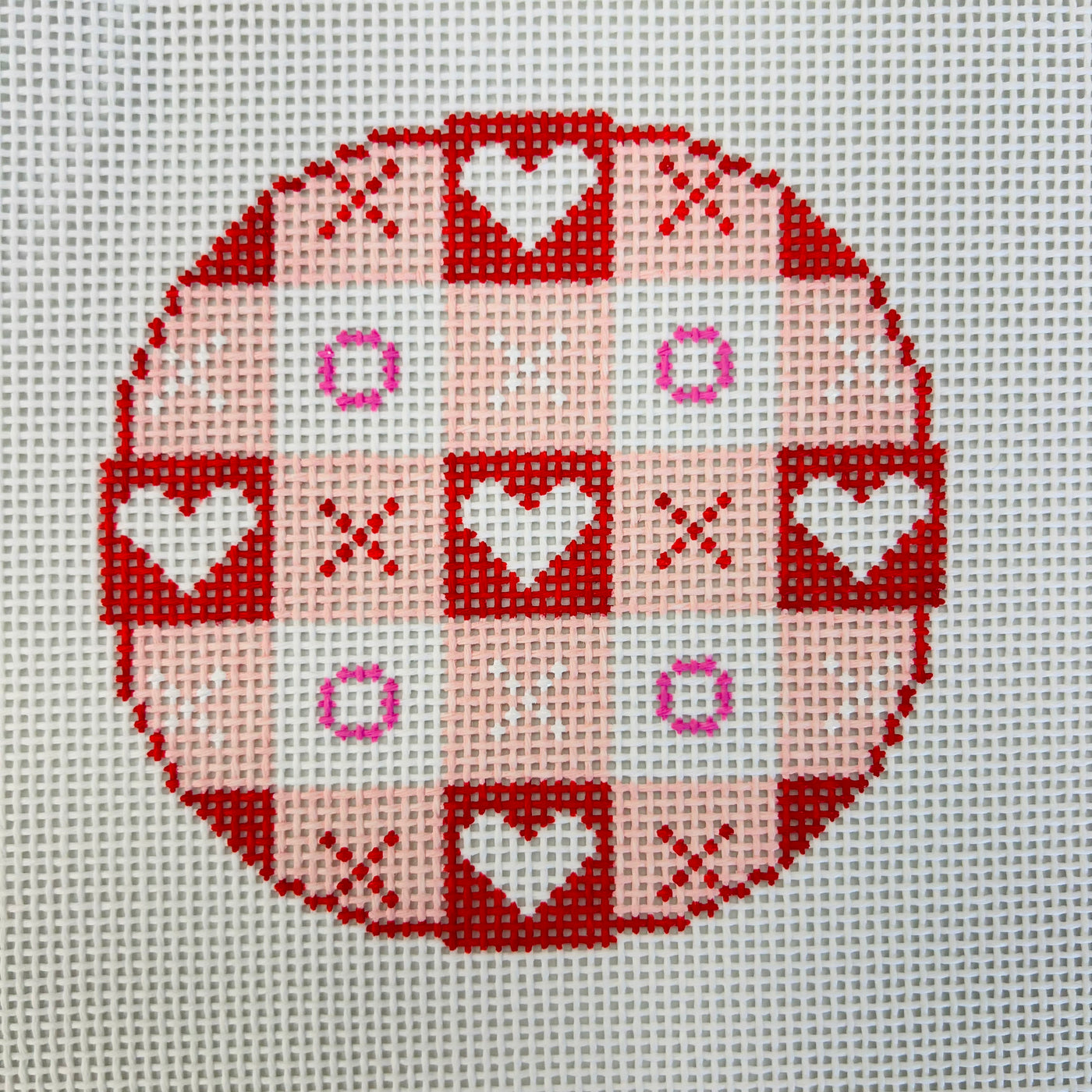 Valentine's Gingham Needlepoint Canvas - Red stitch guide