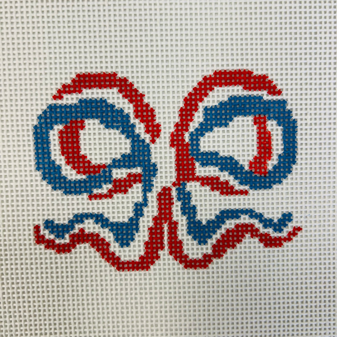 Patriotic Bow Needlepoint Canvas with stitch guide