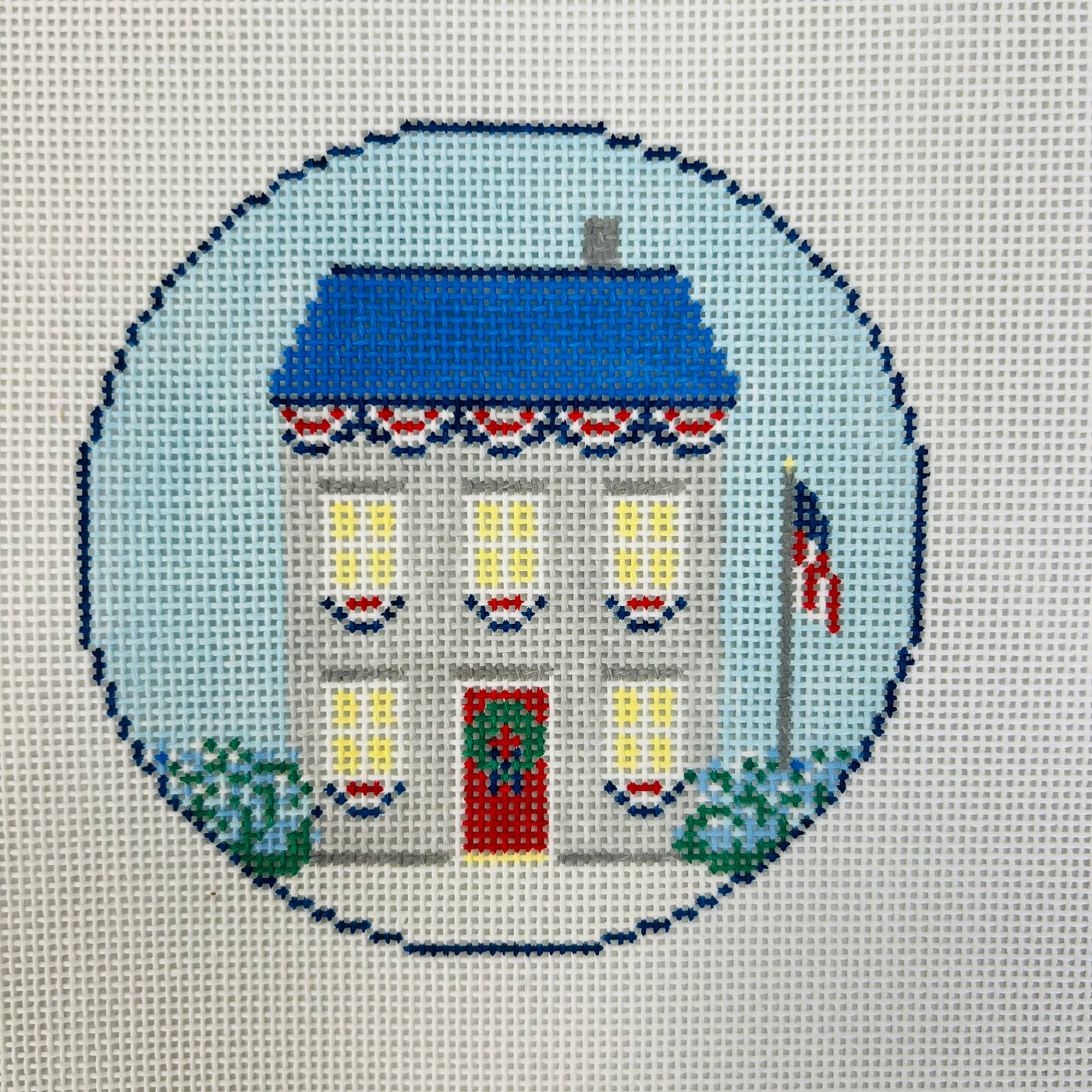 Patriotic Home Needlepoint Canvas with stitch guide