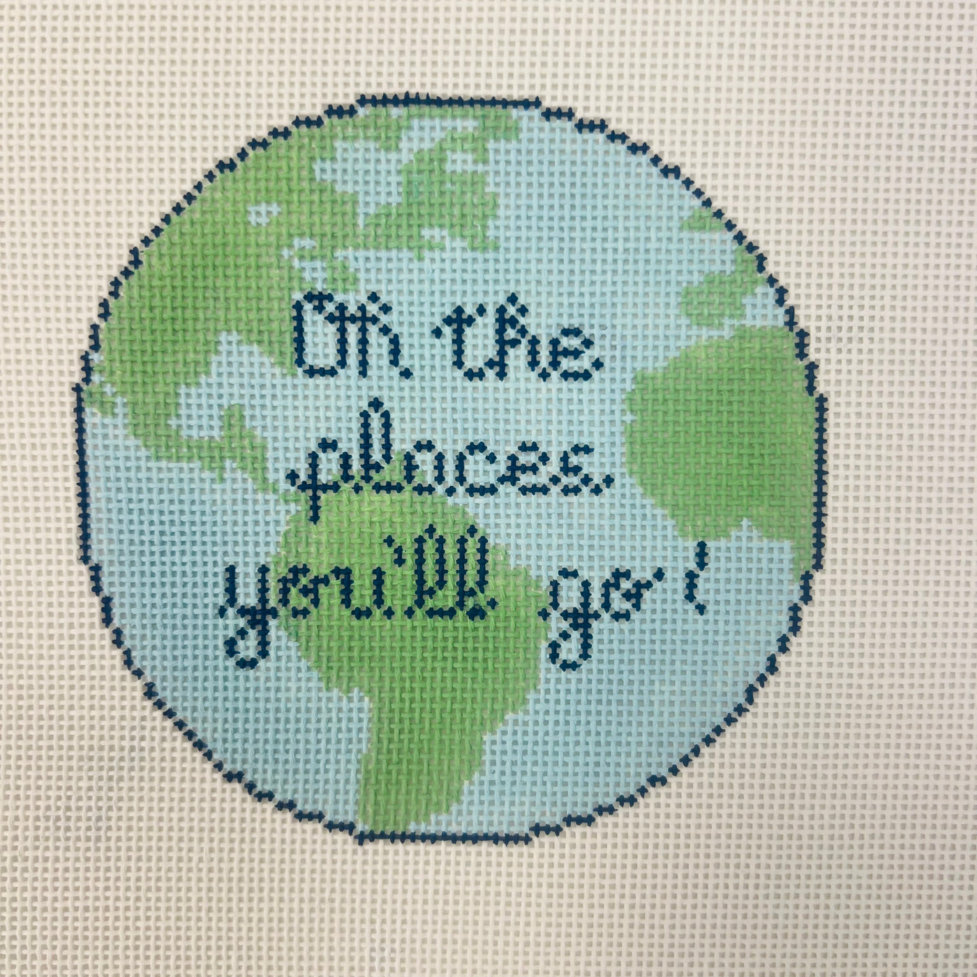 Oh the Places you'll Go Needlepoint Canvas with stitch guide