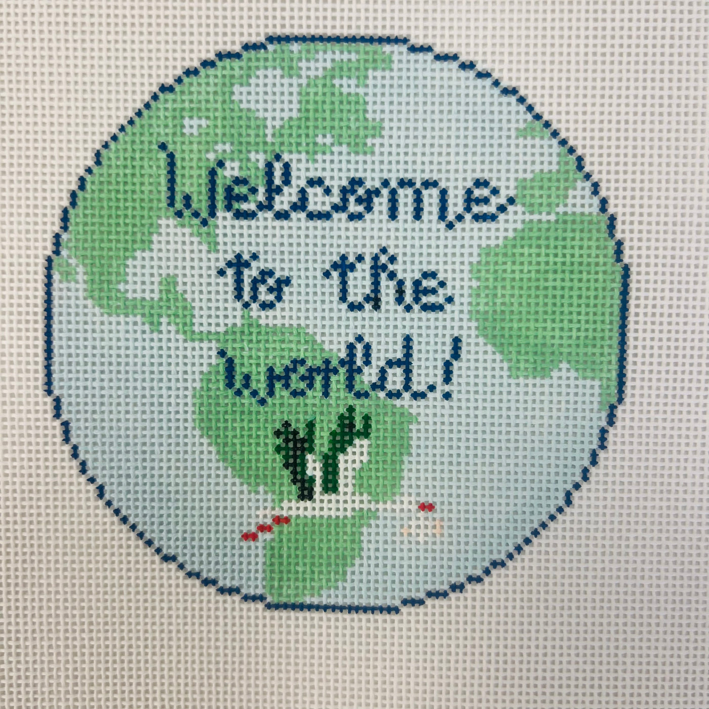 Welcome to the World Needlepoint Canvas with stitch guide