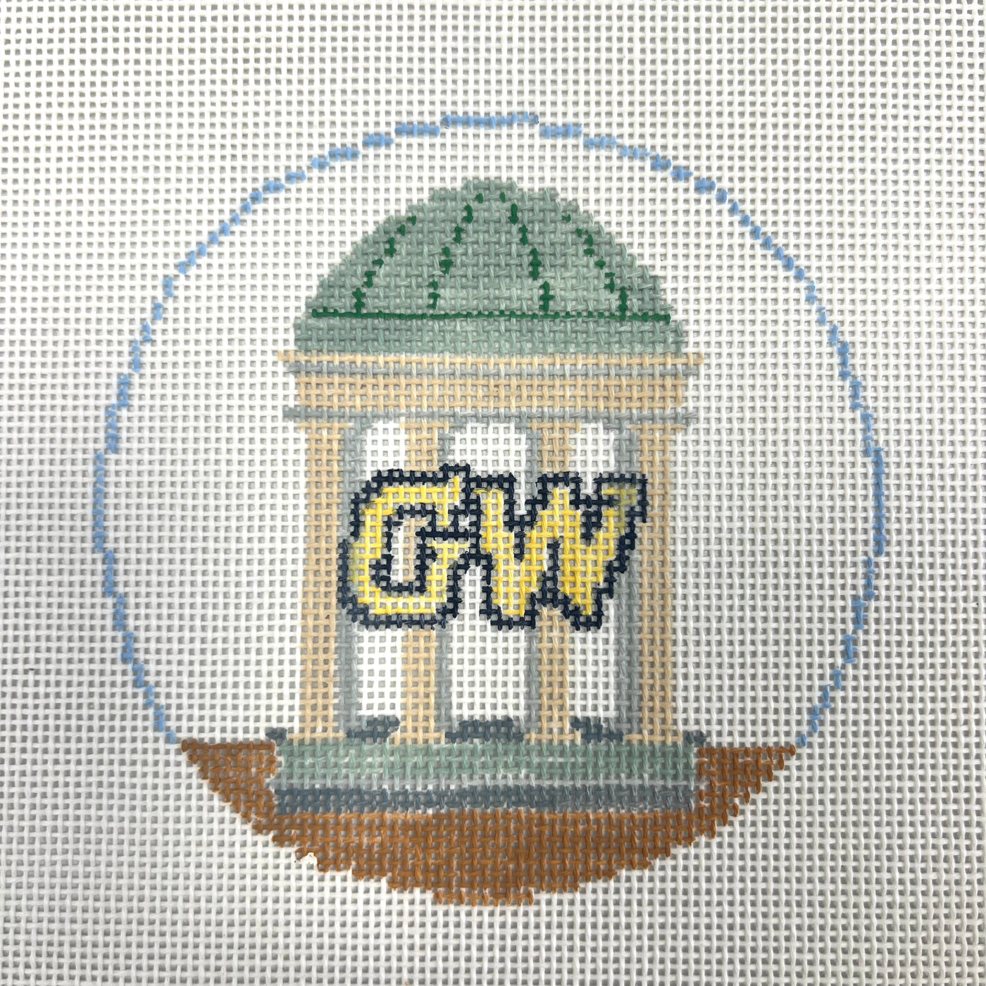 George Washington University Round Ornament Needlepoint Canvas