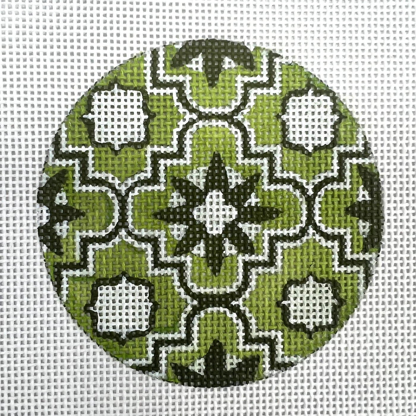 Green Flower Ornament Needlepoint Canvas