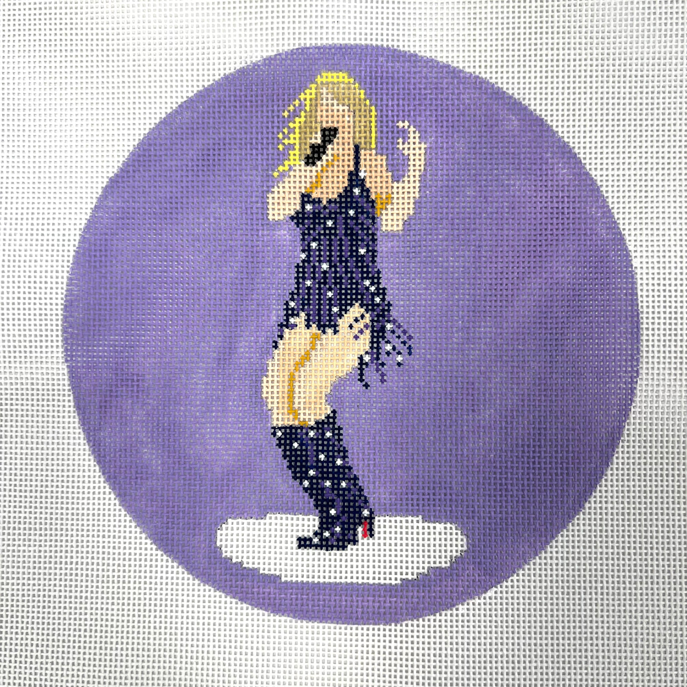 Taylor on Purple Needlepoint Canvas