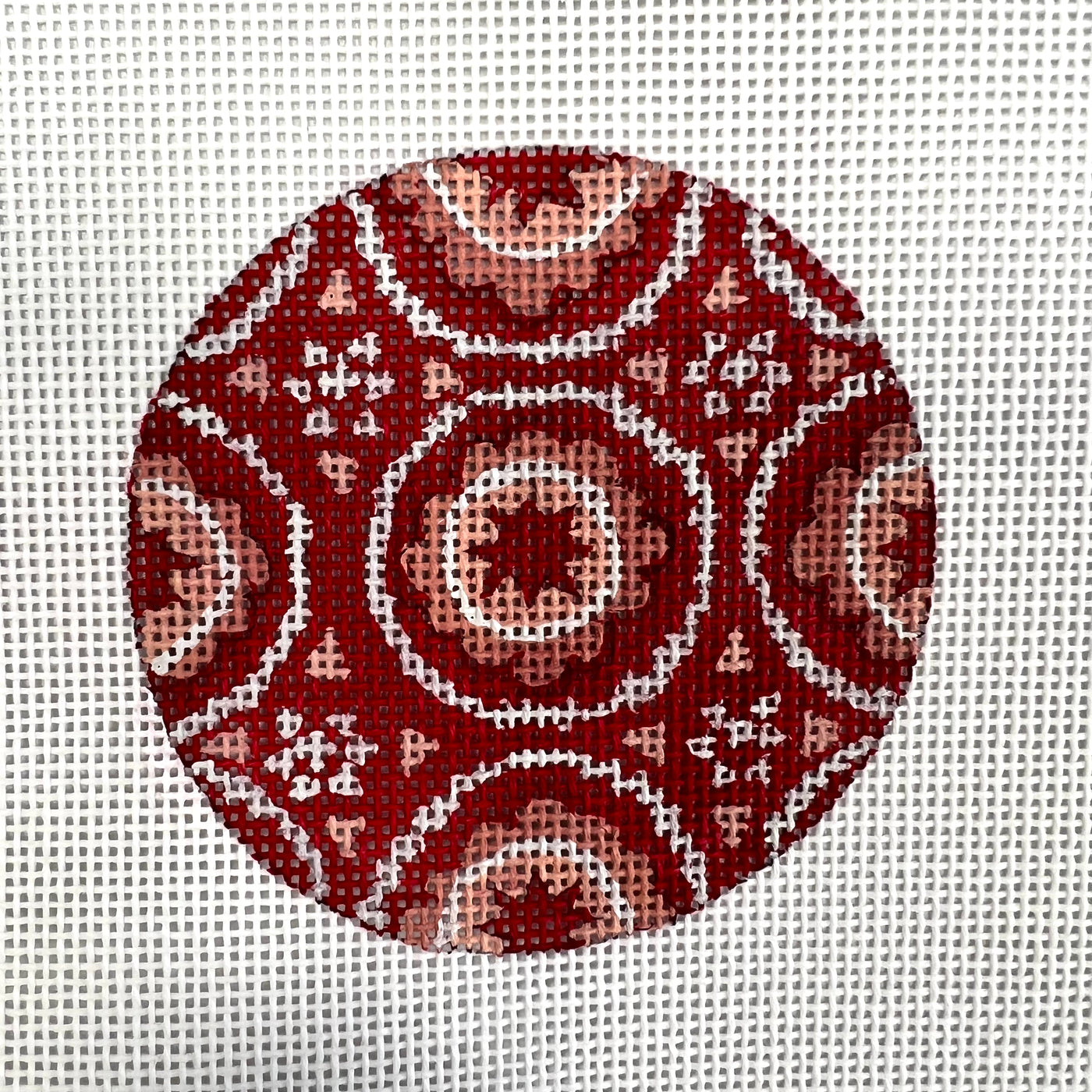 Red Flower Needlepoint Canvas