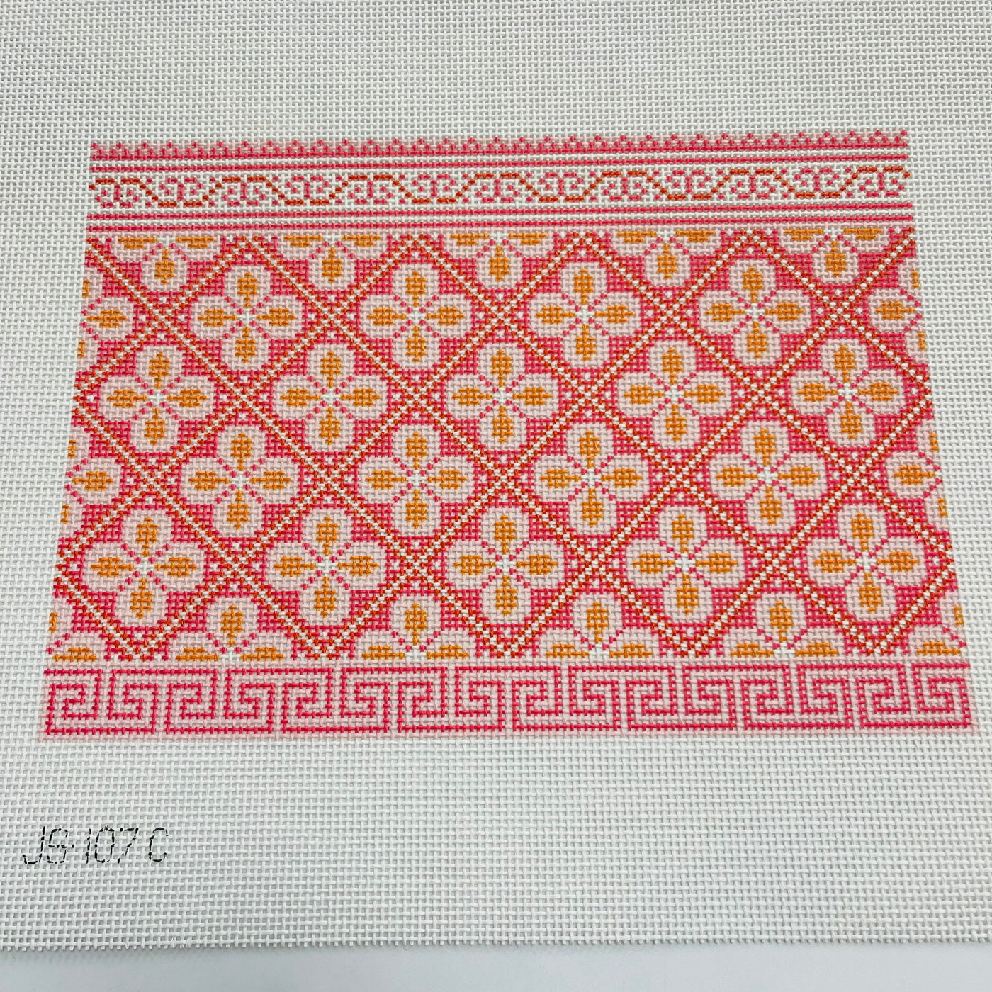 Hewitt Clutch - Pink and Orange Needlepoint Canvas