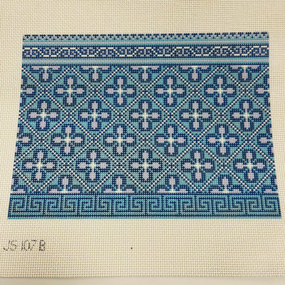 Hewitt Clutch - Blue Needlepoint Canvas