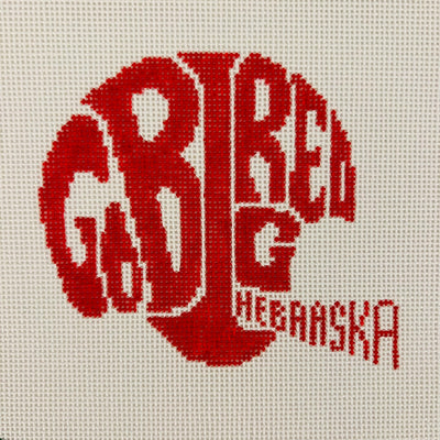 Nebraska University Go Big Red Ornament Needlepoint Canvas