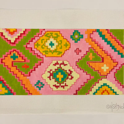 Aztec Bolster Pink and Green Needlepoint Canvas