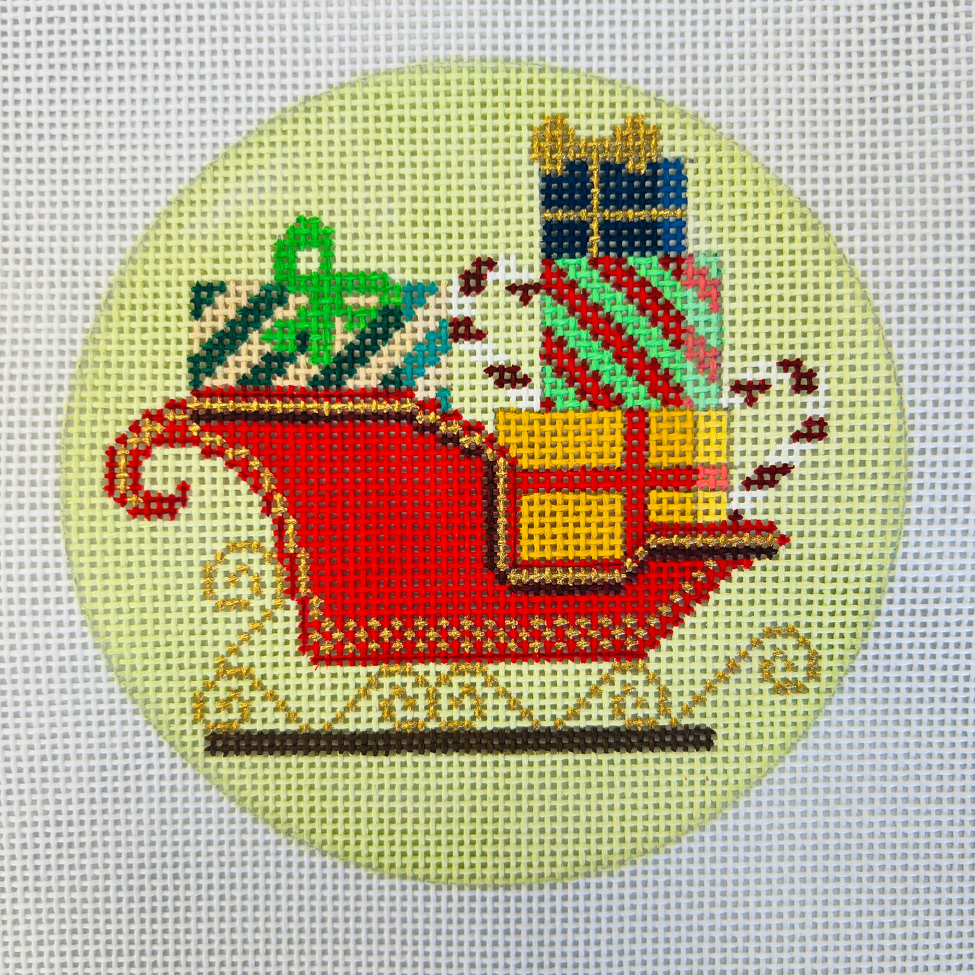 Red Sleigh Ornament Needlepoint Canvas