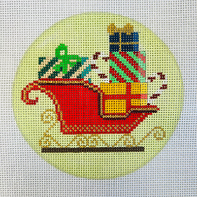 Red Sleigh Ornament Needlepoint Canvas