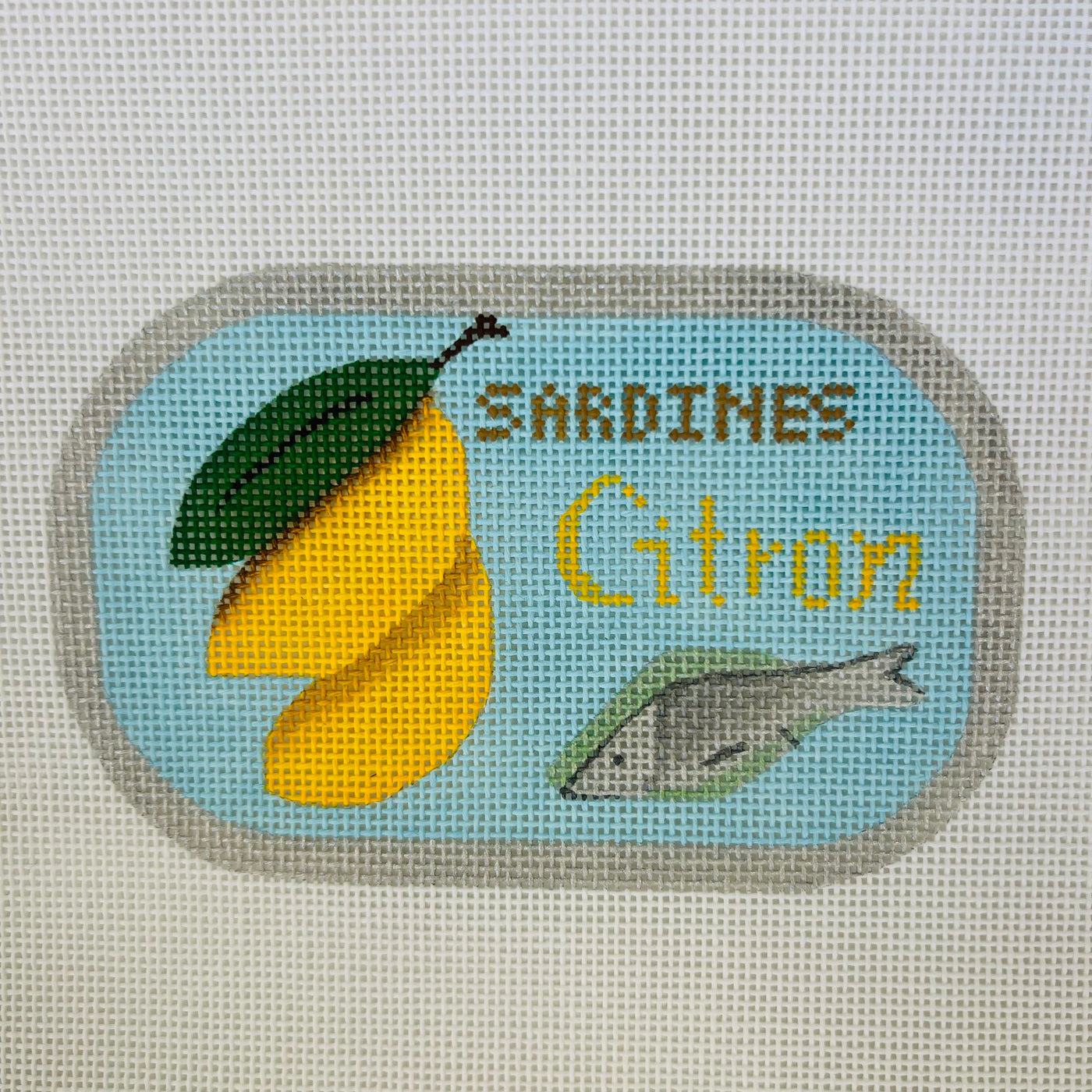 Sardines Citron Ornament Needlepoint Canvas