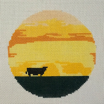 Texas Sunset Round Ornament Needlepoint Canvas