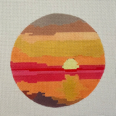 Caribbean Sunset Round Ornament Needlepoint Canvas