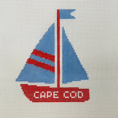 Cape Cod Sailboat Ornament Needlepoint Canvas