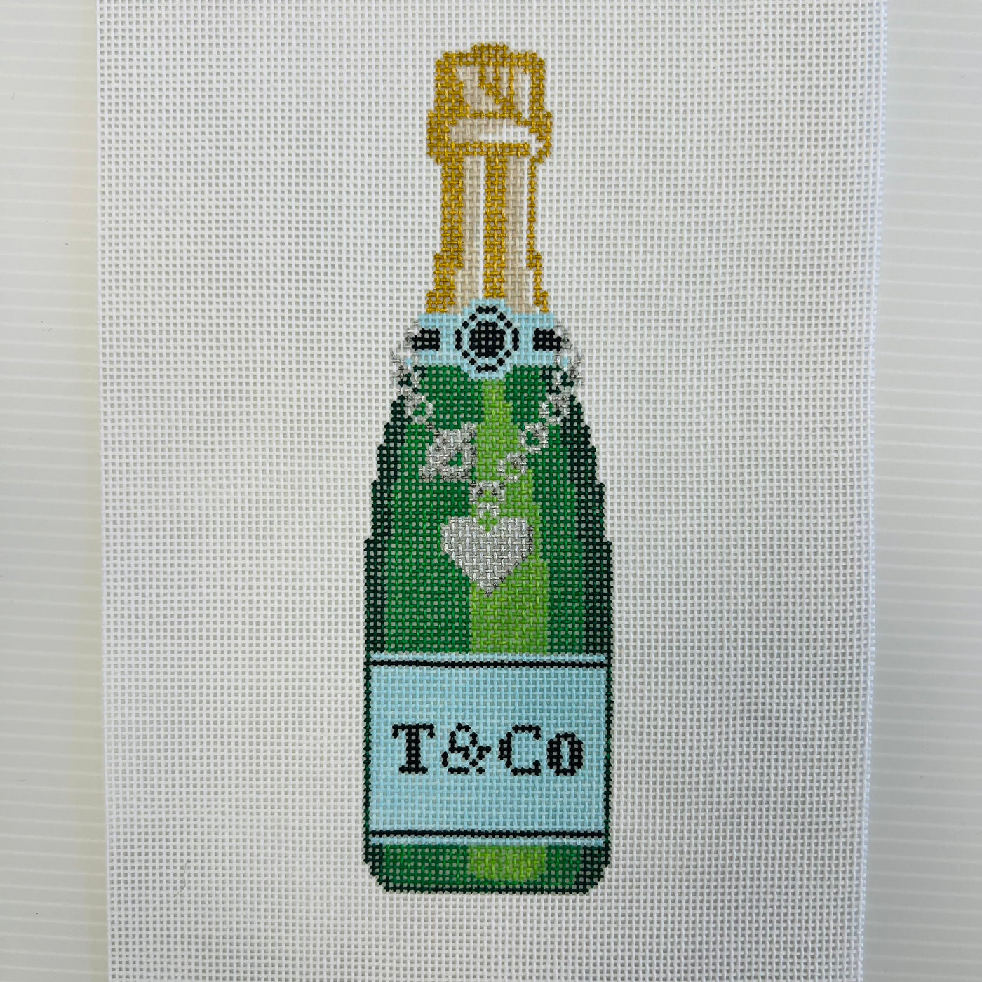 Little Blue Box Champagne Needlepoint Canvas