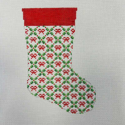 Mini Stocking - Holiday Trellis Needlepoint Canvas