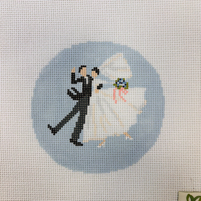 Newlyweds Kicking up their Heels Needlepoint Canvas