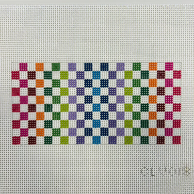 Rectangular Insert - Rainbow Check Needlepoint Canvas