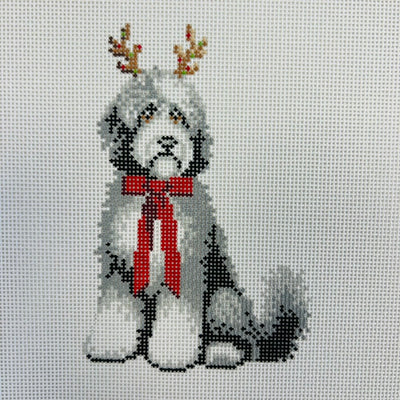 Reindeer Sheepadoodle Needlepoint Canvas