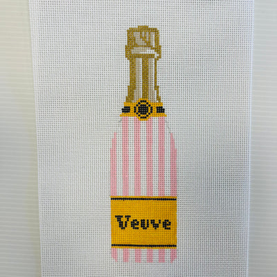 Veuve Bottle - Pink Stripe Needlepoint Canvas