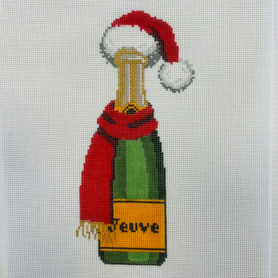 Veuve Bottle - Santa Hat Needlepoint Canvas