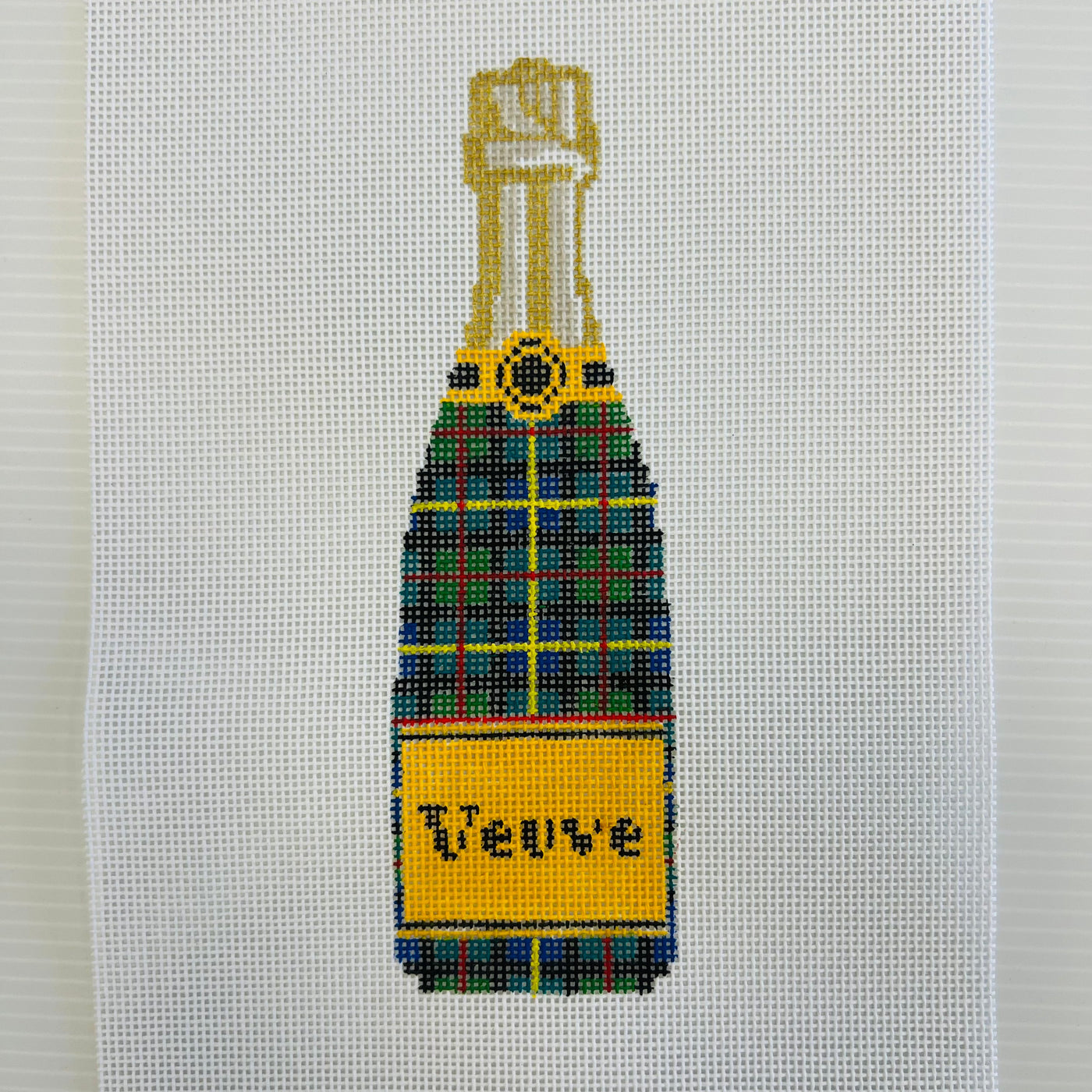 Veuve Bottle - Tartan Needlepoint Canvas