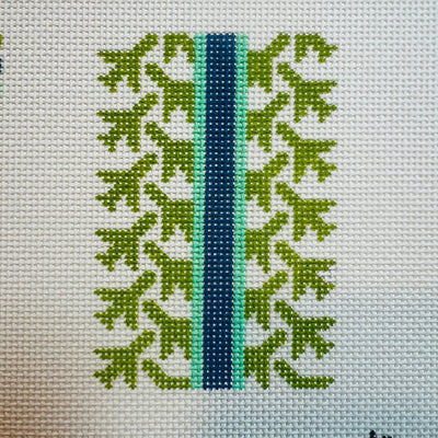 Airplane Houndstooth Passport Insert Green needlepoint canvas - Bargello Needlepoint