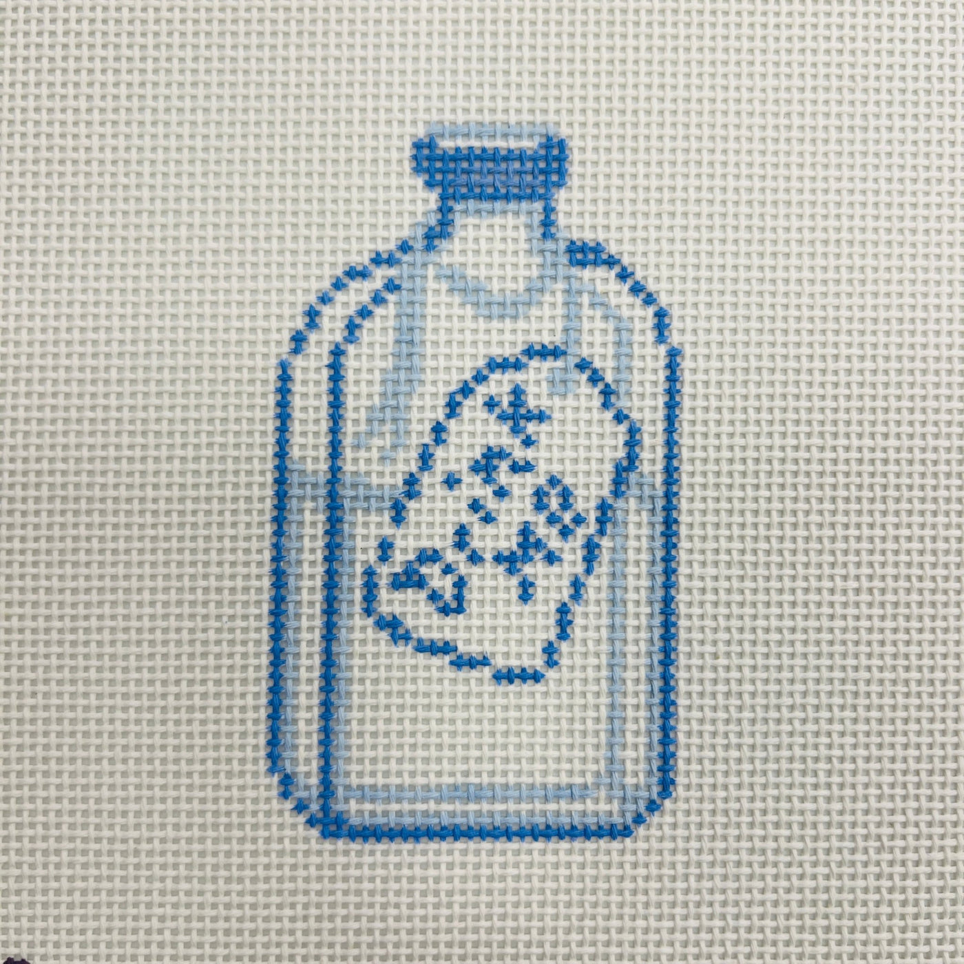 Alice in Blue - Drink Me Bottle Ornament needlepoint canvas - Bargello Needlepoint
