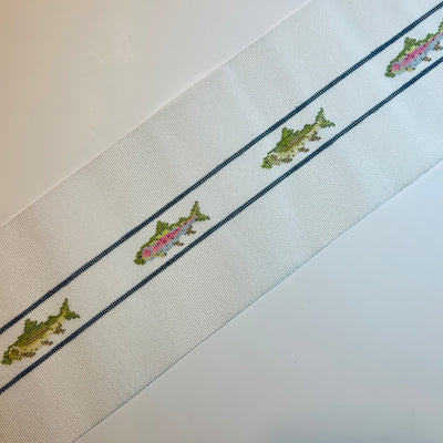 Alternating Trout Belt needlepoint canvas - Bargello Needlepoint