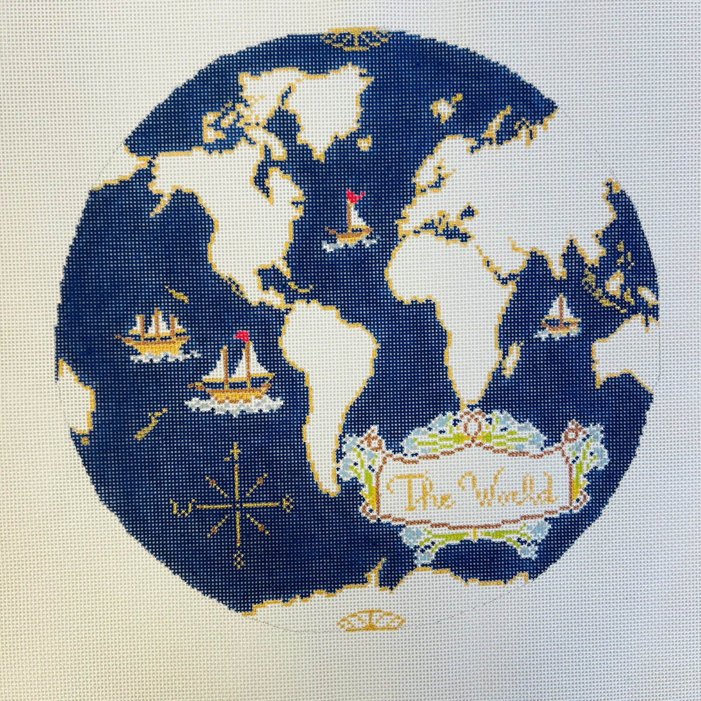 Atlas Pillow in Dark Blue needlepoint canvas - Bargello Needlepoint