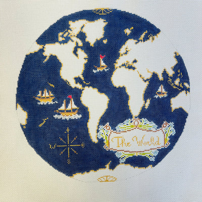 Atlas Pillow in Dark Blue needlepoint canvas - Bargello Needlepoint