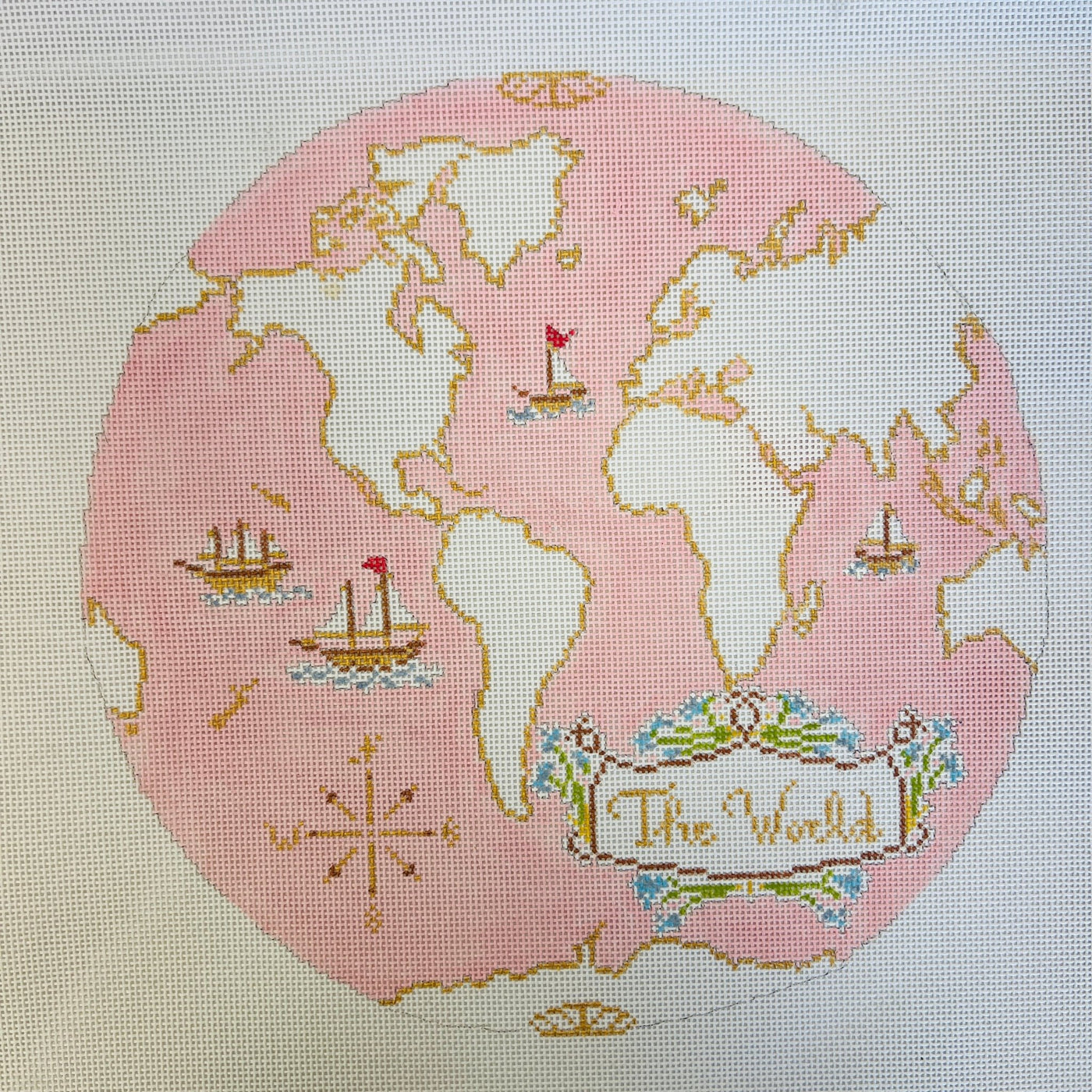 Atlas Pillow in Pink needlepoint canvas - Bargello Needlepoint
