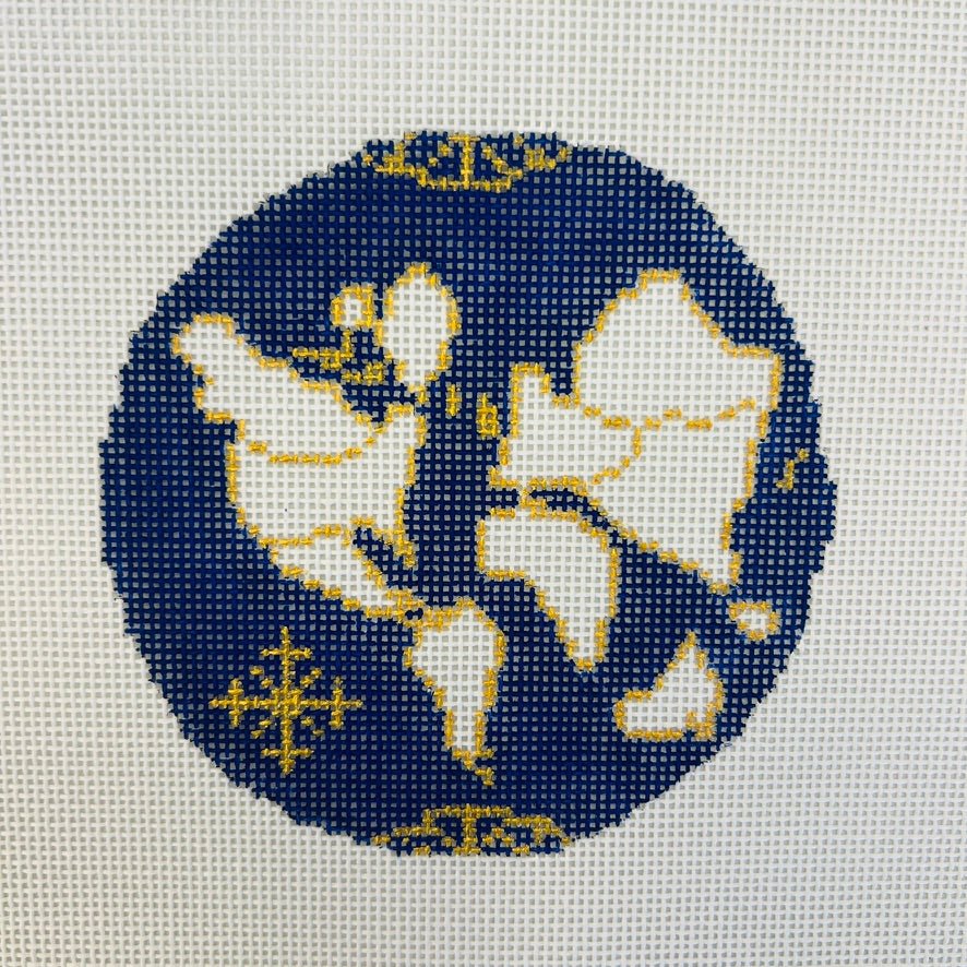Atlas Round Ornament needlepoint canvas - Bargello Needlepoint